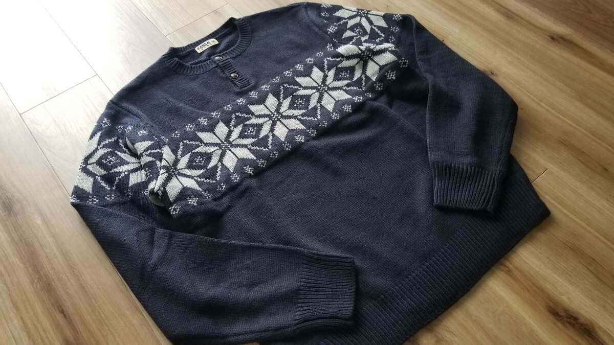 KANSAIJEANS ニット セーター 紺 ネイビー メンズ Mサイズ_画像3