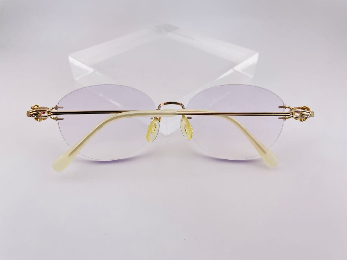 QA51 K18 DEC HOYA EYE JEWELRY ルビー サファイア アイジュエリー 眼鏡フレーム メガネ サングラス GOLD 金色 宝飾 ダイヤ 金台_画像10