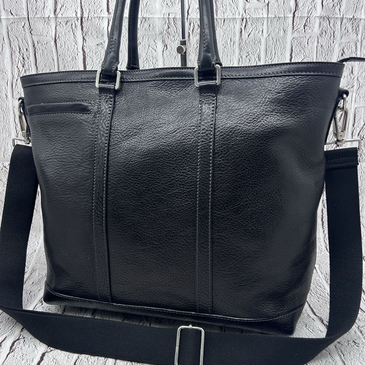 【美品】DURBAN×CHIALUGI ダーバン 別注 キアルージ レザートートバッグ 2way ブラック シボ革 オールレザー イタリア製 ビジネスバッグ_画像1