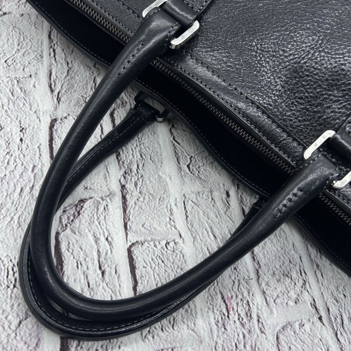 【美品】DURBAN×CHIALUGI ダーバン 別注 キアルージ レザートートバッグ 2way ブラック シボ革 オールレザー イタリア製 ビジネスバッグ_画像7