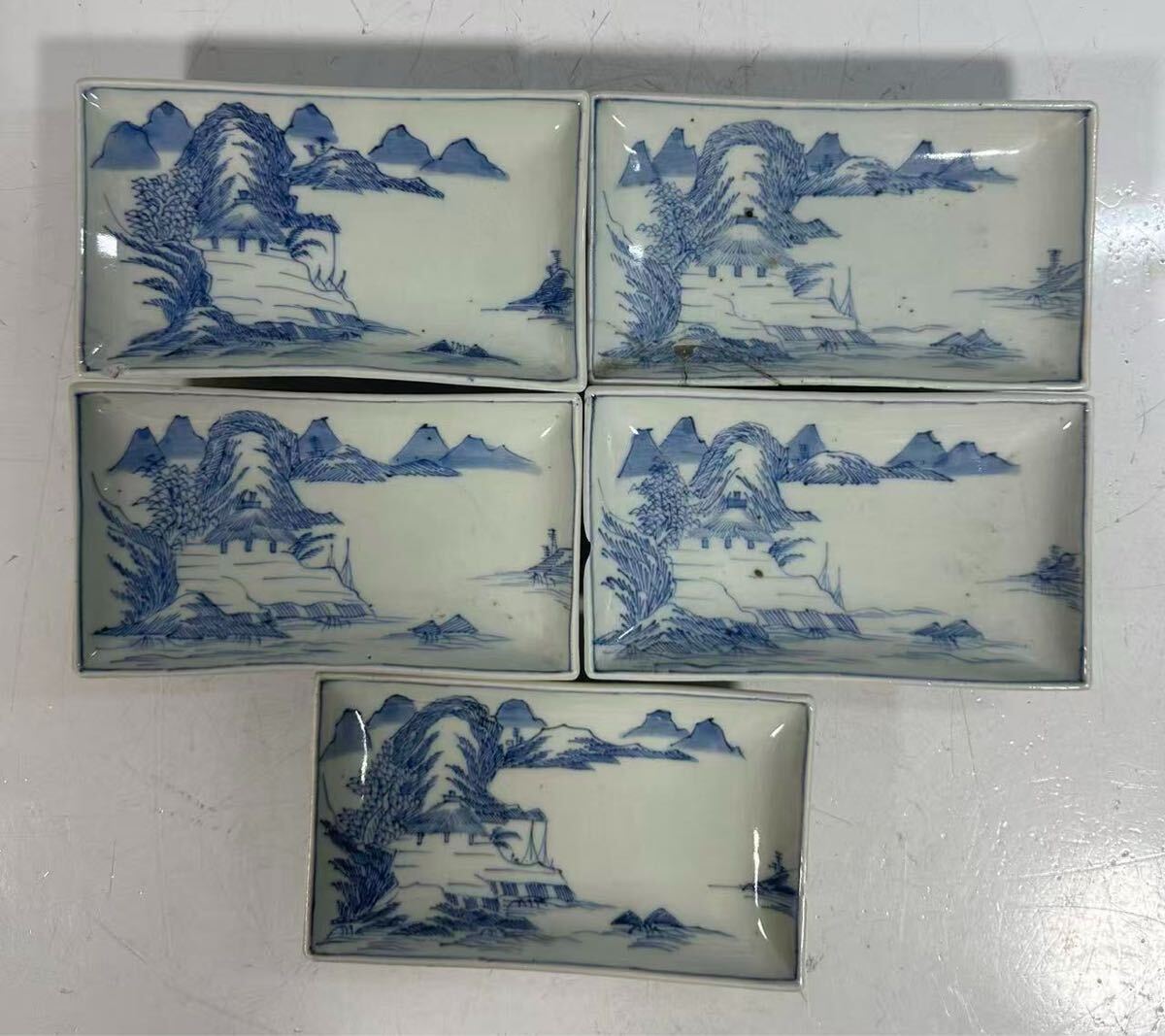 старый Imari белый фарфор с синим рисунком маленькая тарелка времена предмет антиквариат тарелка 2 вид 11 покупатель продажа комплектом текущее состояние товар