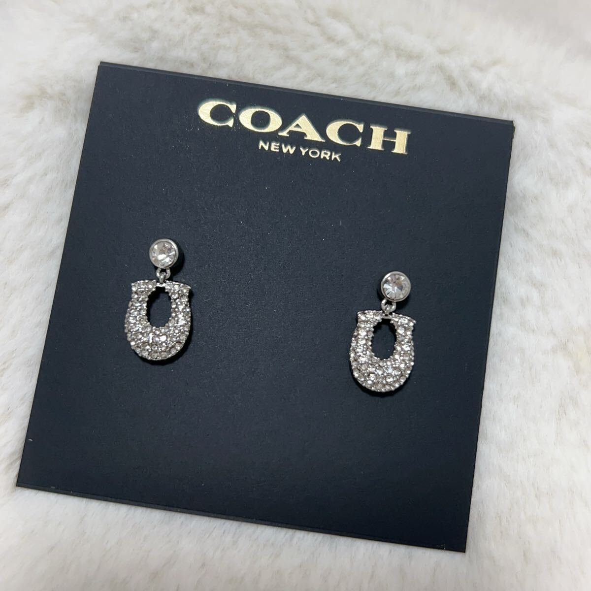新品未使用　COACH コーチ　クリスタル　ピアス　シルバー_画像9