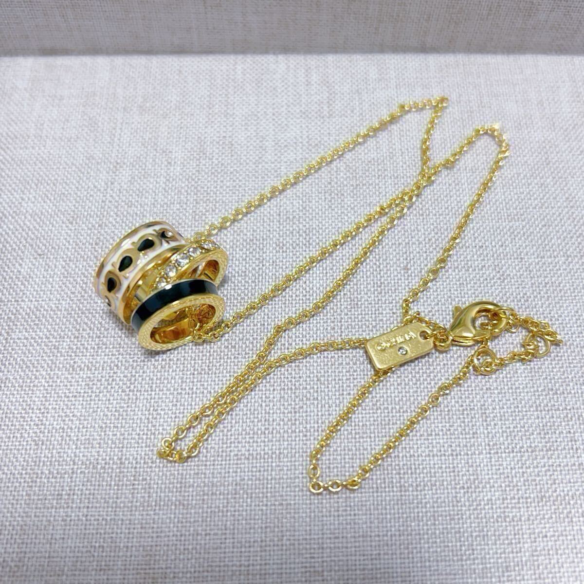 新品未使用 CH003 COACH コーチ ネックレス ホワイトxゴールド エナメル リングチャーム の画像2