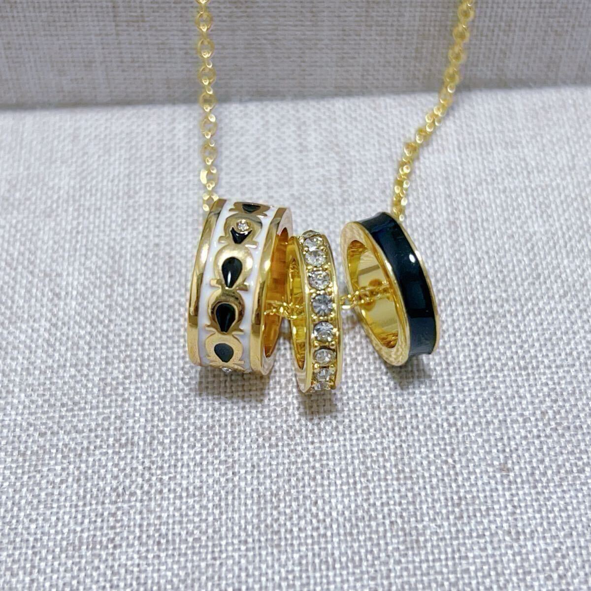 新品未使用 CH003 COACH コーチ ネックレス ホワイトxゴールド エナメル リングチャーム の画像5