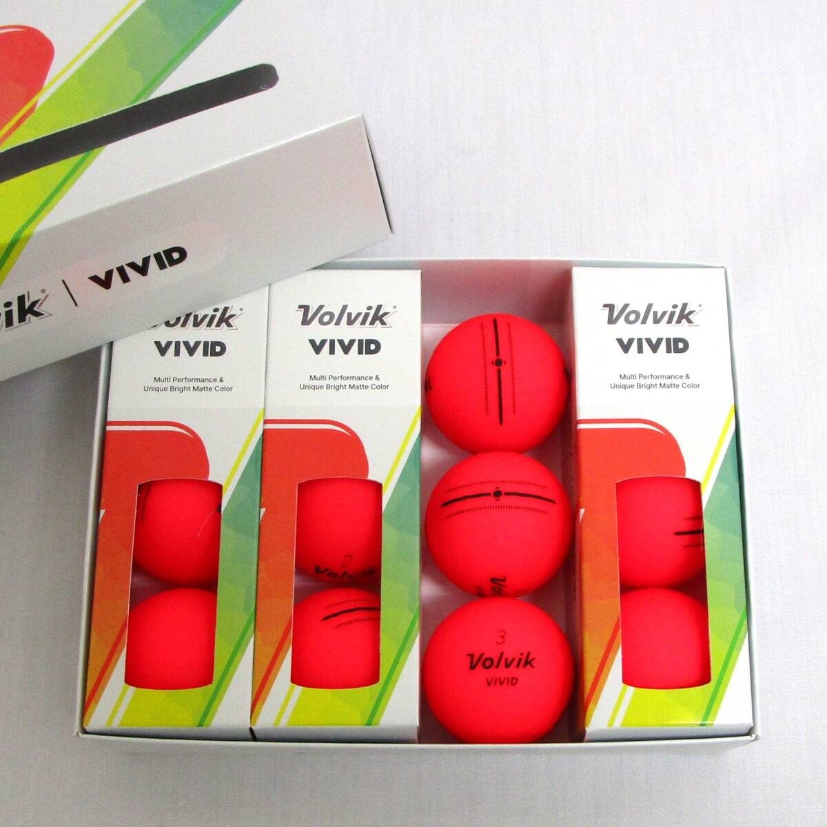 Volvik VIVID レッド 1箱 12球 2024年 ボルビック ヴォルヴィック ビビッド ヴィヴィッド ゴルフボール 3ピース マットカラー_画像2