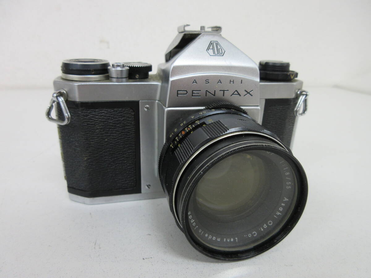 中古 カメラ PENTAX SV ボディ Super-TAKUMAR 1:1.8/55 / 東芝 QCC-2500 / 東芝発光器 P-3Ⅱ / 三脚 ※動作未確認 /う_画像2