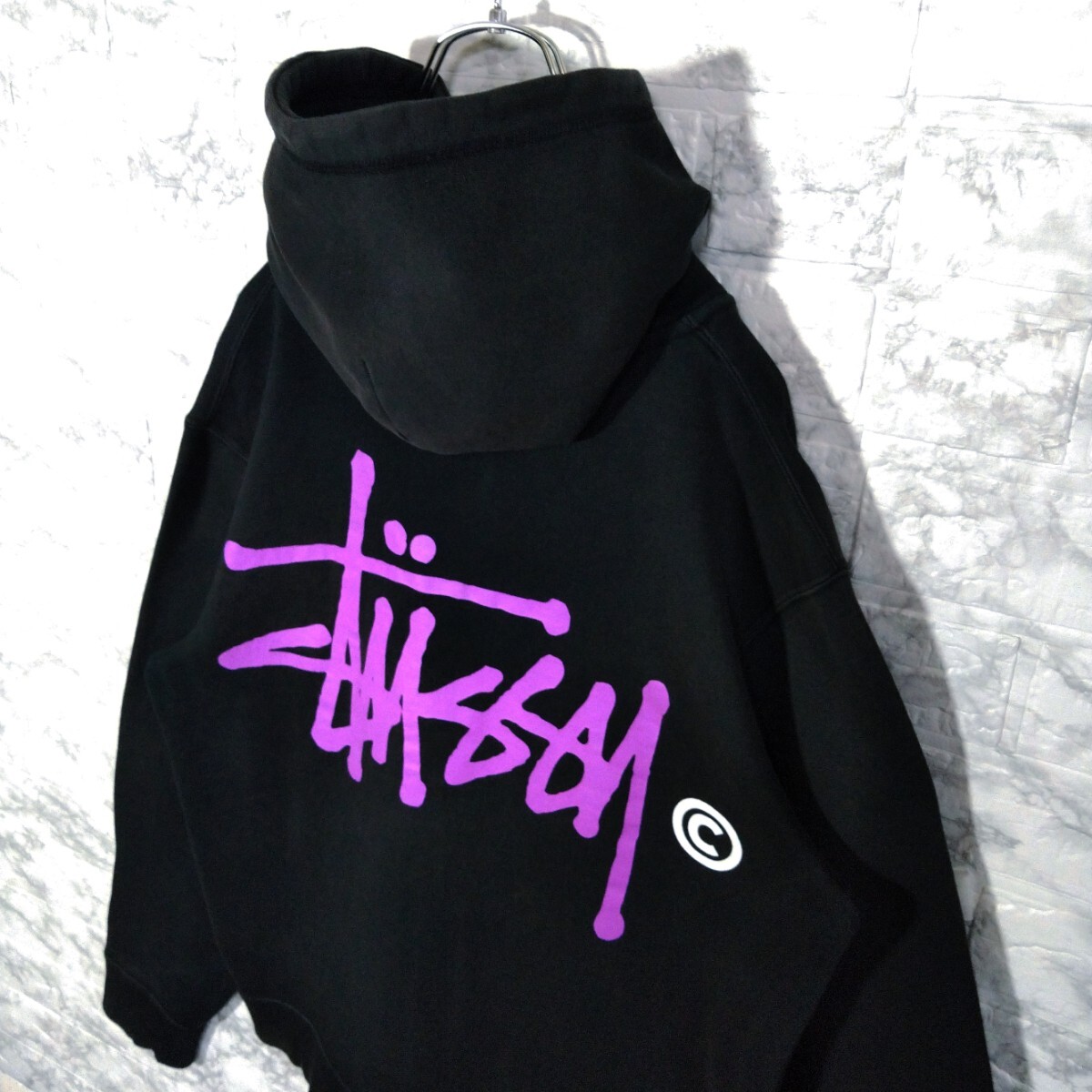 【STUSSY】00s'vintage ショーンフォントロゴ　ジップパーカー　黒_画像7