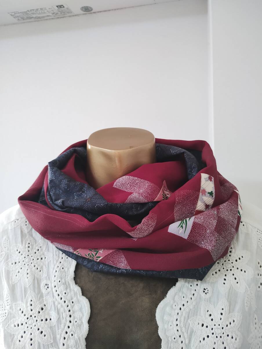 бесплатная доставка * кимоно переделка * натуральный шелк цветочный принт & Ooshima эпонж двусторонний шарф снуд шарф 6 бесплатная доставка * кимоно переделка * натуральный шелк цветочный принт & Ooshima эпонж двусторонний шарф снуд шарф 6