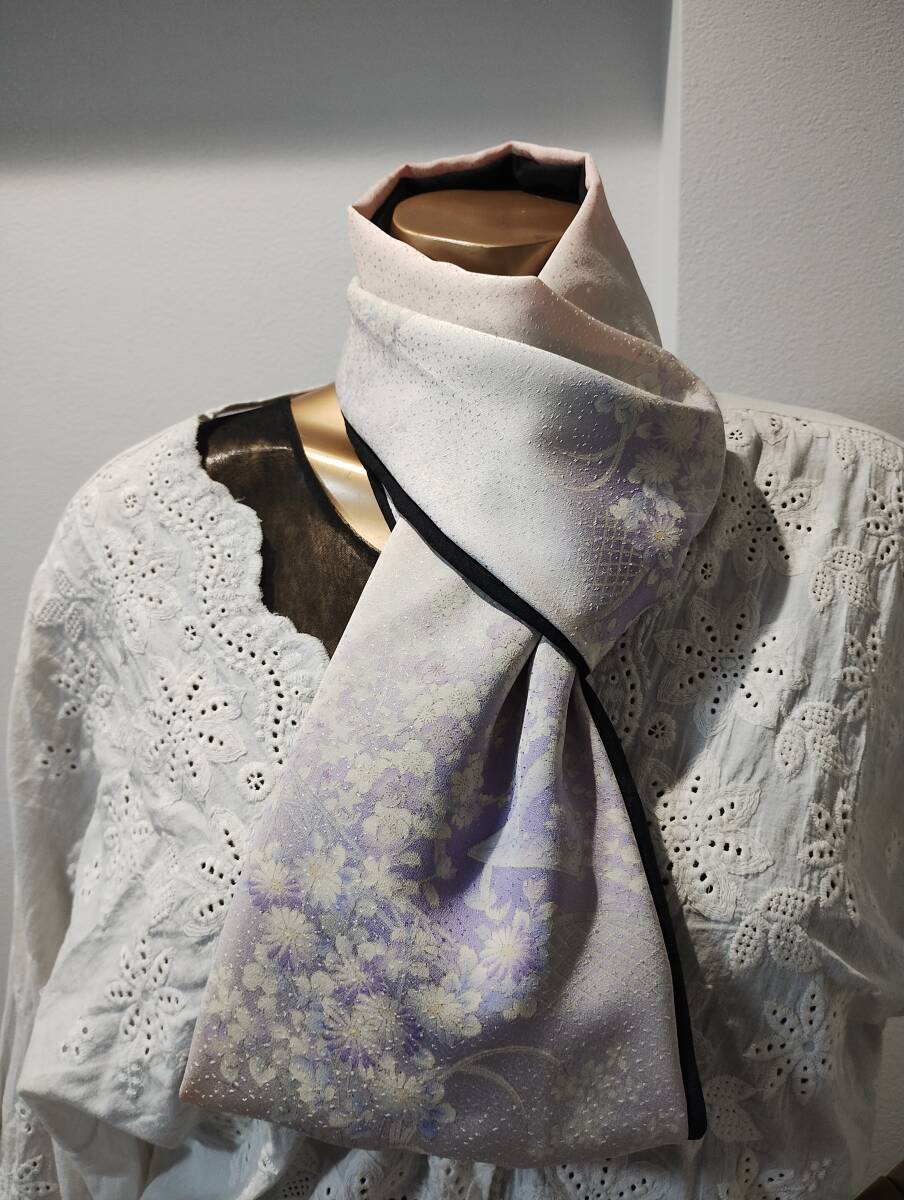 бесплатная доставка * кимоно переделка * натуральный шелк земля узор выходной костюм & цветок. общий рисунок двусторонний шарф снуд шарф