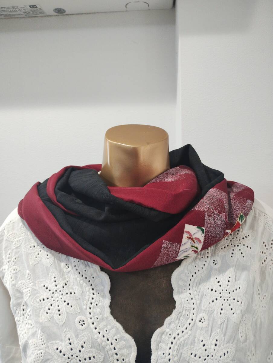 бесплатная доставка * кимоно переделка * натуральный шелк земля узор . лист вышивка &.. двусторонний шарф снуд шарф бесплатная доставка * кимоно переделка * натуральный шелк земля узор . лист вышивка &.. двусторонний шарф снуд шарф