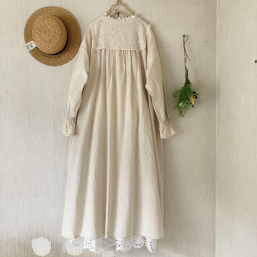 サマンサモスモス★sm2★きなり★胸元＆袖＊お花レース刺繍ワンピース_画像8