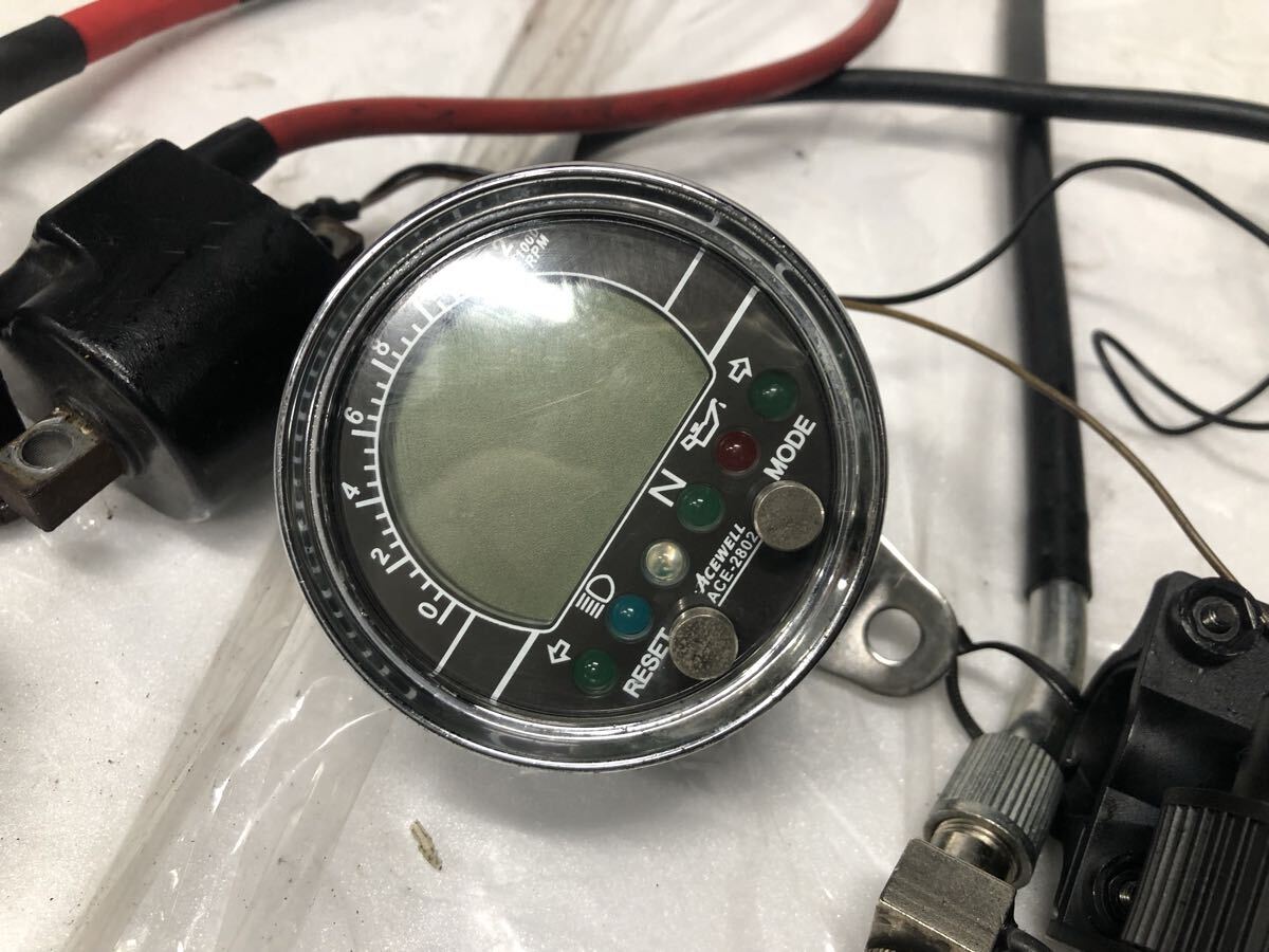 B05 確実実動 動画有 KSR-2 KSR80 ACEWELL デジタル メーター イグニッションコイル 他ハーネス他セット MX080B ksr50 Kawasaki カワサキ_画像2