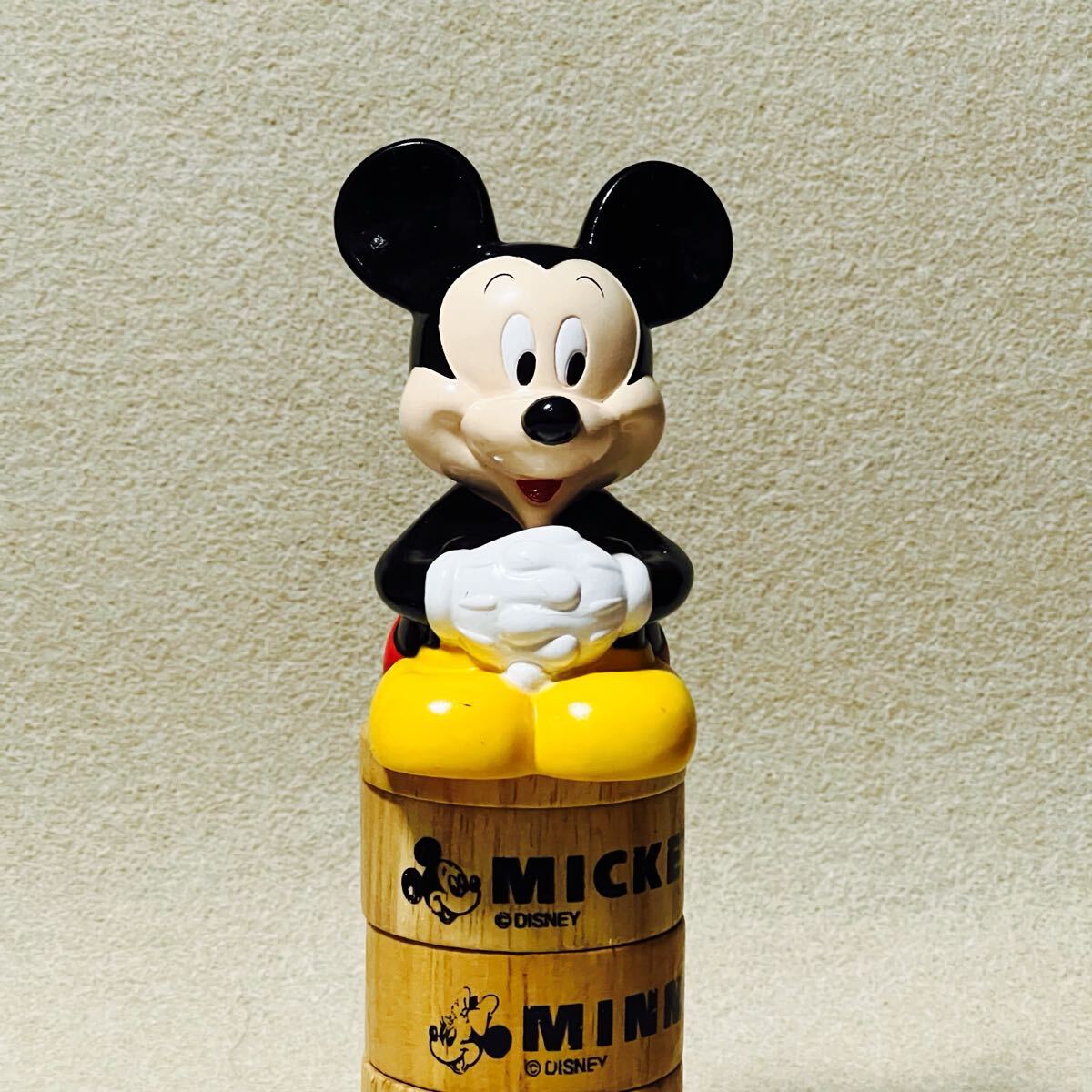 ディズニー ミッキーマウス だるま落とし ハンマークラッシュ 積み木崩し 木製 おもちゃ ミッキー 当時物 レトロ_画像2