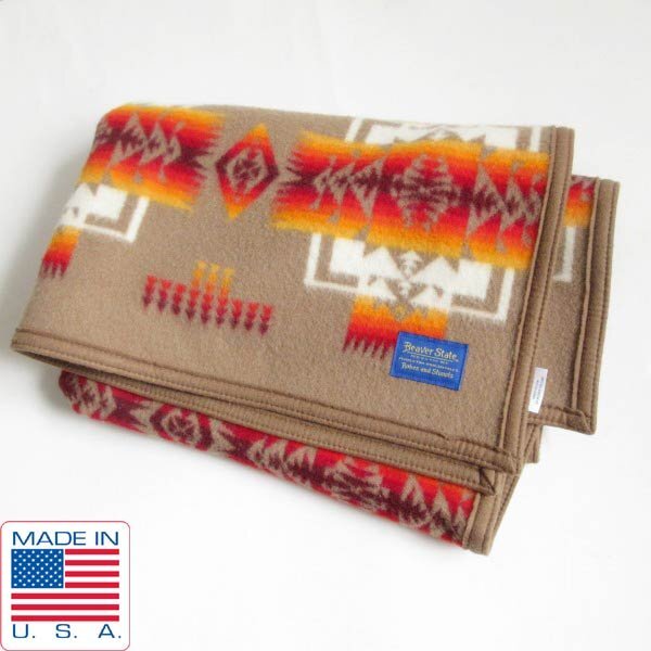 極美品 USA製 ペンドルトン チーフジョセフ クリフ ブランケット ミニ カーキ レギュラーサイズ アメリカ製 キャンプ 車内 PV-71-9274ZV_画像1