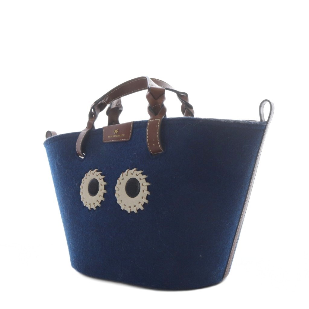 アニヤハインドマーチ ANYA HINDMARCH eyes フェルト スモール トートバッグ ハンドバッグ ネイビー 159401 /YO19 レディース_画像6