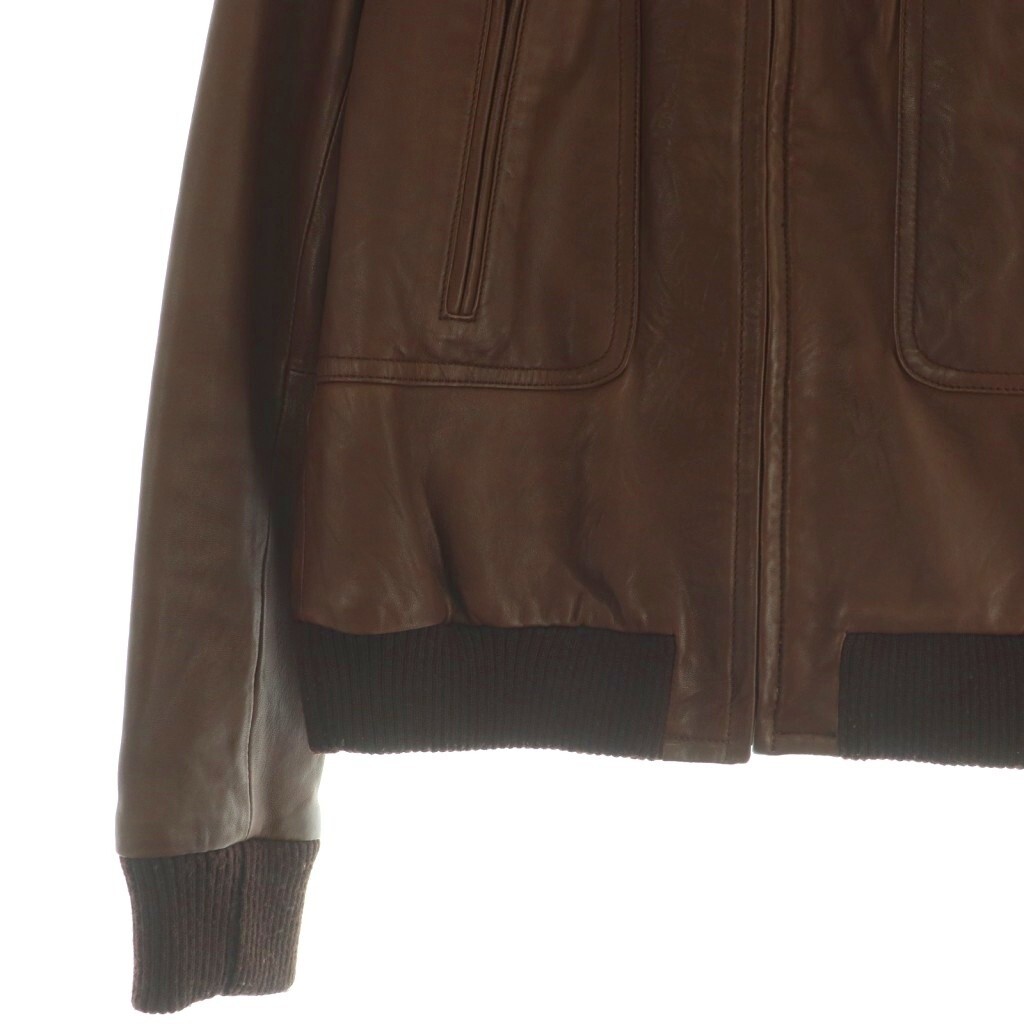 ドゥーズィエムクラス DEUXIEME CLASSE レザー ブルゾン ジャケット 羊革 ラムレザー 革ジャン ジップアップ ブラウン /MY ■OS レディース_画像5