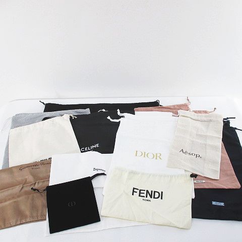 プラダ PRADA 17枚セット 保存袋 収納袋 付属品 サイズ違い デザイン違い シャネル CHANEL セリーヌ CELINE ディオール Dior ミュウミュウ_画像1
