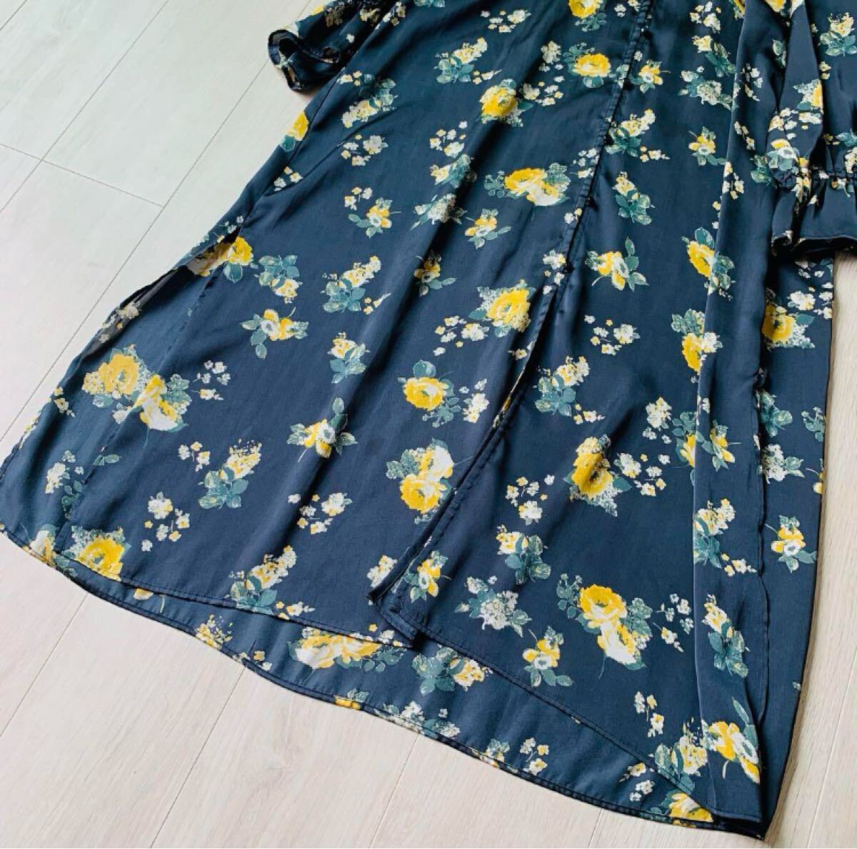 コラージュガリャルダガランテ 花柄ロングワンピース 総柄 ネイビー Fサイズ_画像3