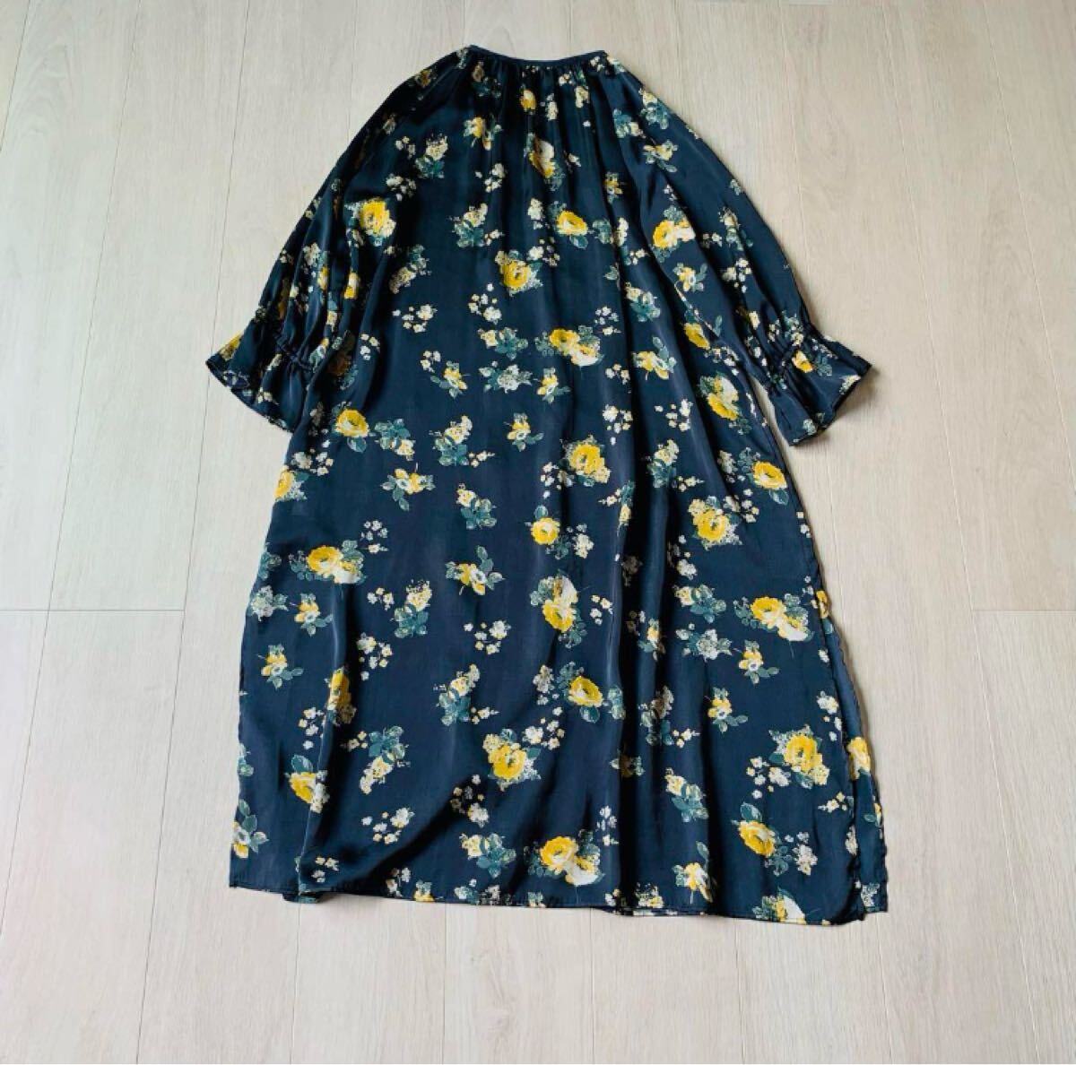 コラージュガリャルダガランテ 花柄ロングワンピース 総柄 ネイビー Fサイズ_画像9