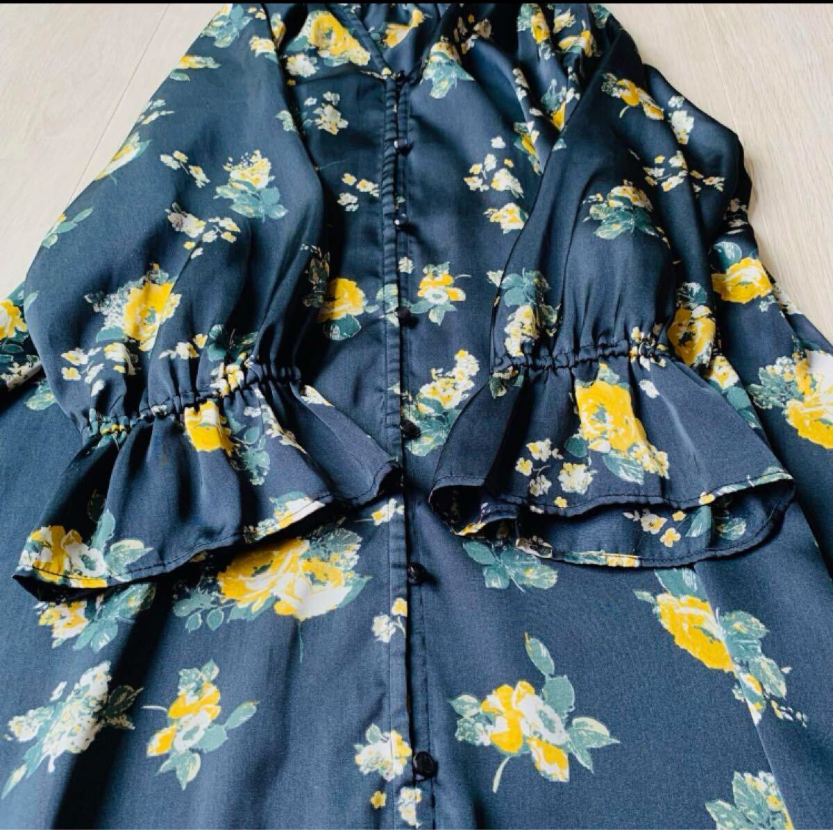 コラージュガリャルダガランテ 花柄ロングワンピース 総柄 ネイビー Fサイズ_画像4
