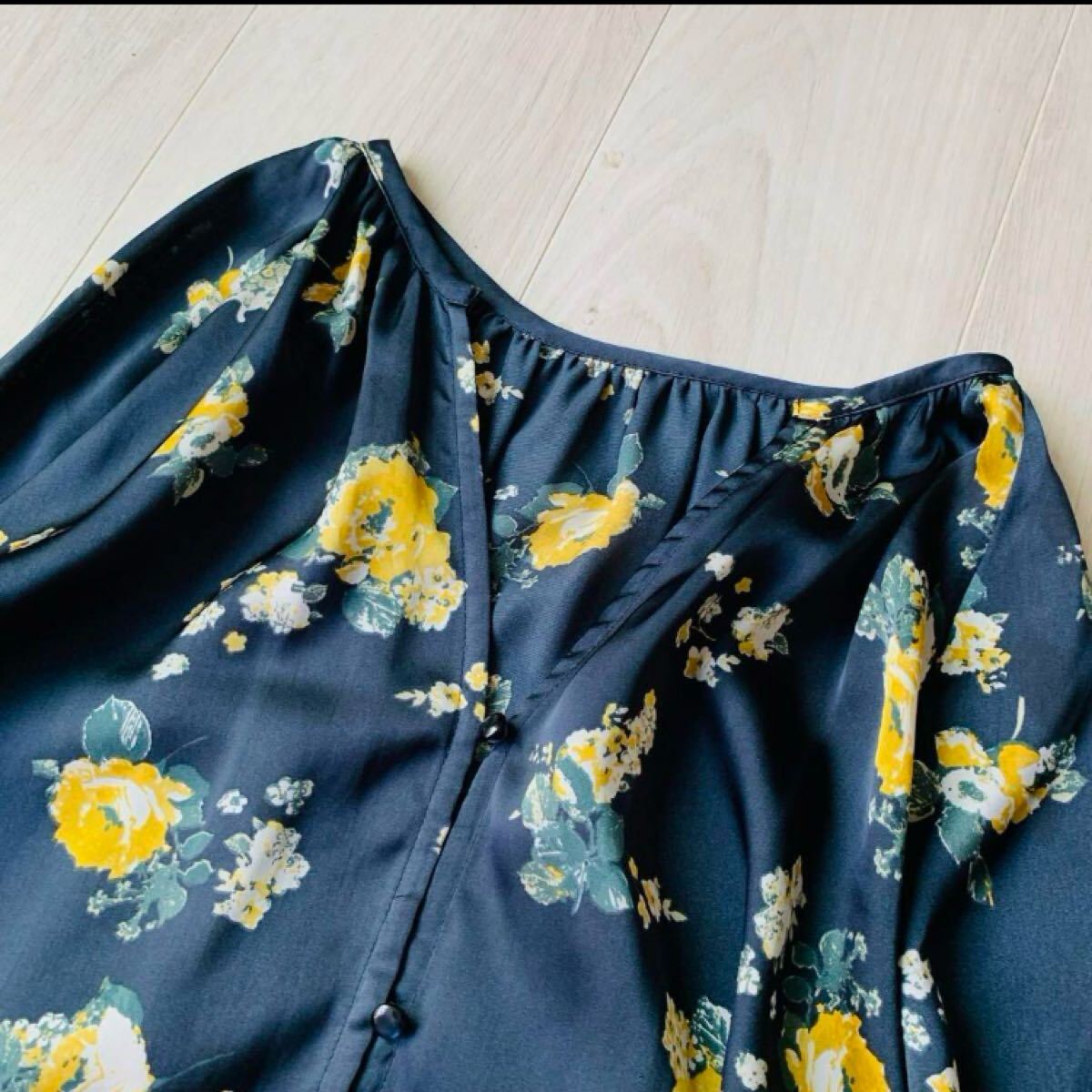 コラージュガリャルダガランテ 花柄ロングワンピース 総柄 ネイビー Fサイズ_画像2