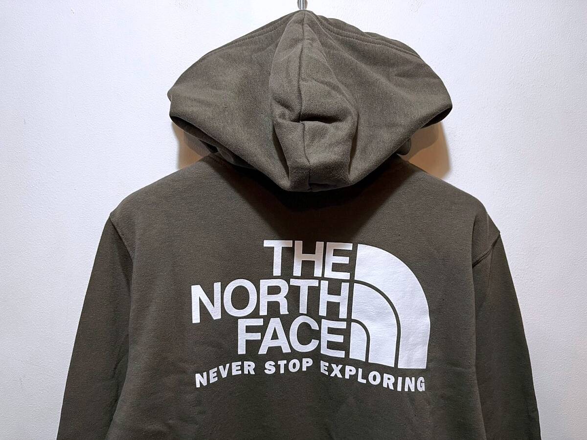 新品 正規品 USA限定 The North Face ノースフェイス US-M バックプリント ロゴ フーディー スウエットパーカー オリーブ_画像6