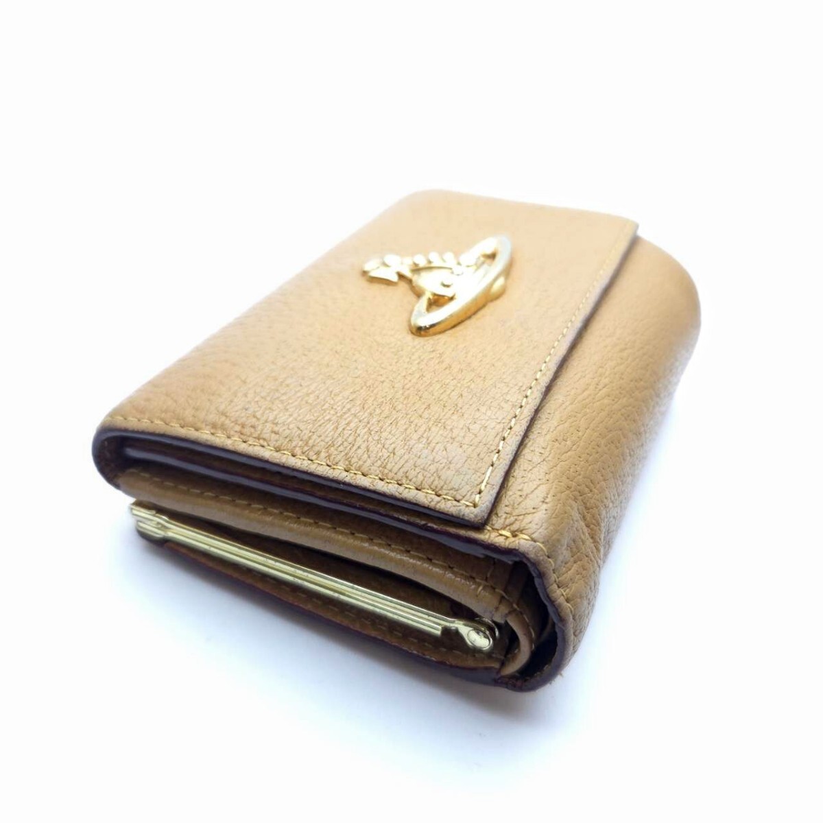 Vivienne Westwood 3. складывать кошелек камыш . телячья кожа Camel Vivienne Westwood память B5-53