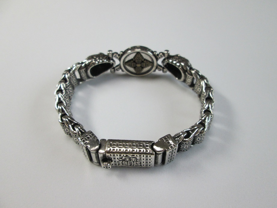 ブレスレット シルバー ひきゅう 貔貅 六字真言 マントラ サンスクリット ルーレット 財運 幸運 お守り ヴィンテージ風 かっこいい_画像2