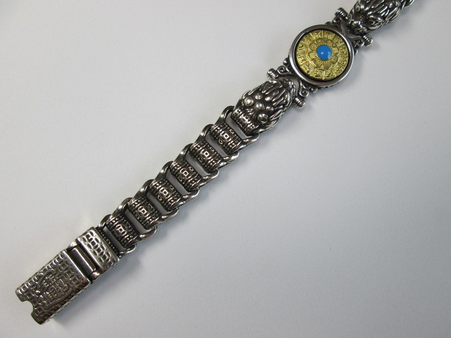 ブレスレット シルバー ひきゅう 貔貅 六字真言 マントラ サンスクリット ルーレット 財運 幸運 お守り ヴィンテージ風 かっこいい_画像6