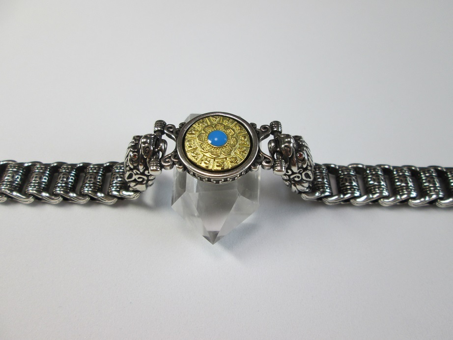 ブレスレット シルバー ひきゅう 貔貅 六字真言 マントラ サンスクリット ルーレット 財運 幸運 お守り ヴィンテージ風 かっこいい_画像8