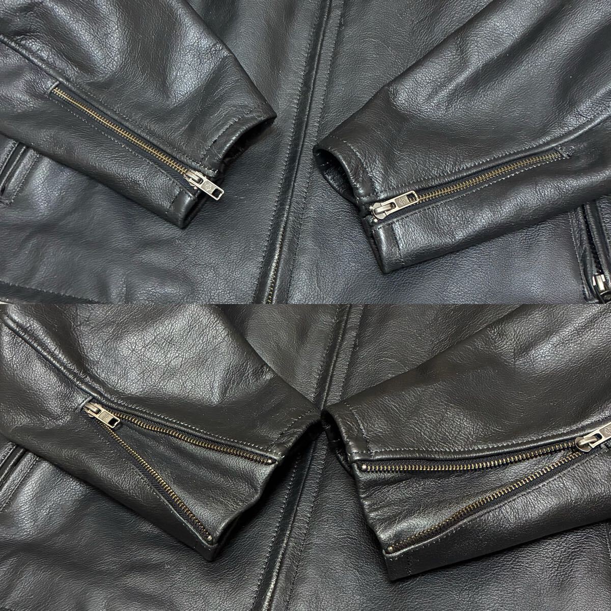 【美品/XL】Harley-Davidson ハーレーダビッドソン メンズ デカロゴ シングルライダース ライナー付 レザージャケット 牛革 ブラック 黒 _画像7