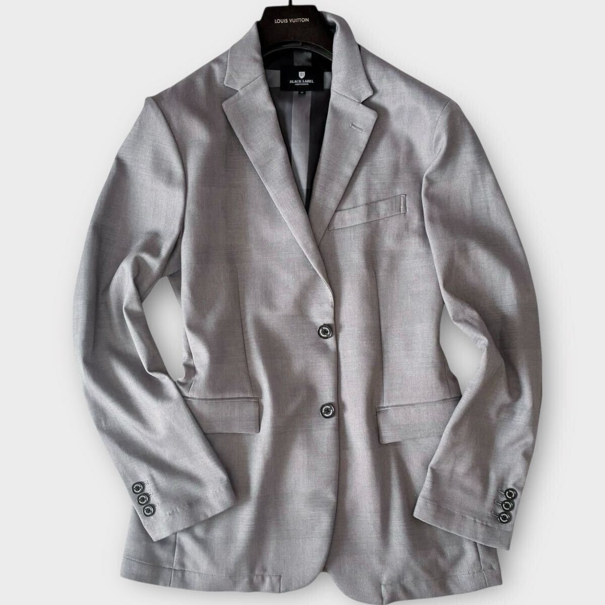 BLACK LABEL ブラックレーベル クレストブリッジ メンズ テーラードジャケット ビジネス メガチェック柄 シャドー アンコン M グレー 灰色_画像2
