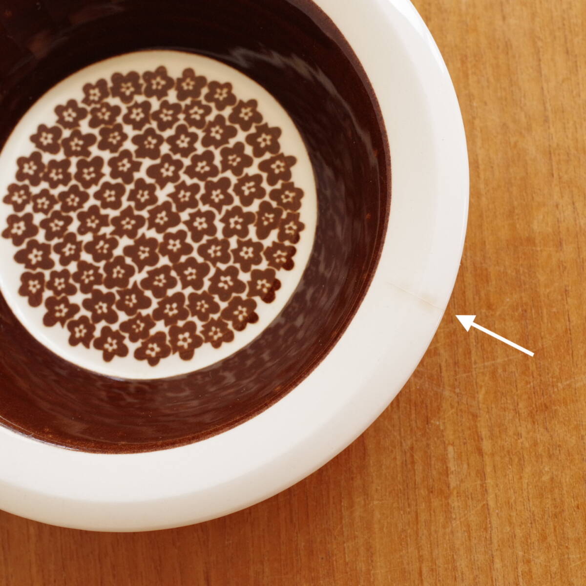 ビンテージ ARABIA Faenza ブラウン スープ プレート ファエンツァ アラビア 深皿 ボウル ヒビあり 金継ぎ用_画像4