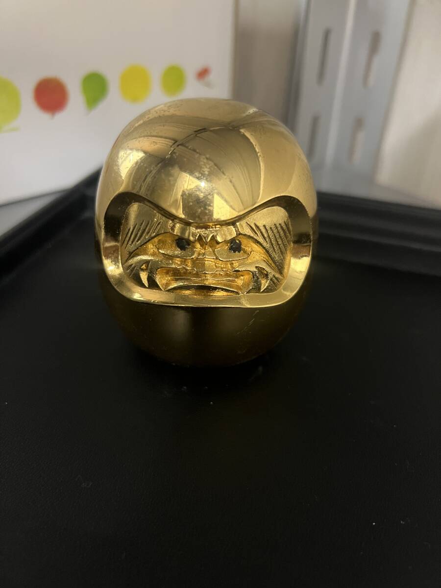 □5356 金メッキ だるま 24KGP 置物 飾り 重石 金色 縁起 開運 999ｇ 長期保管品 _画像1