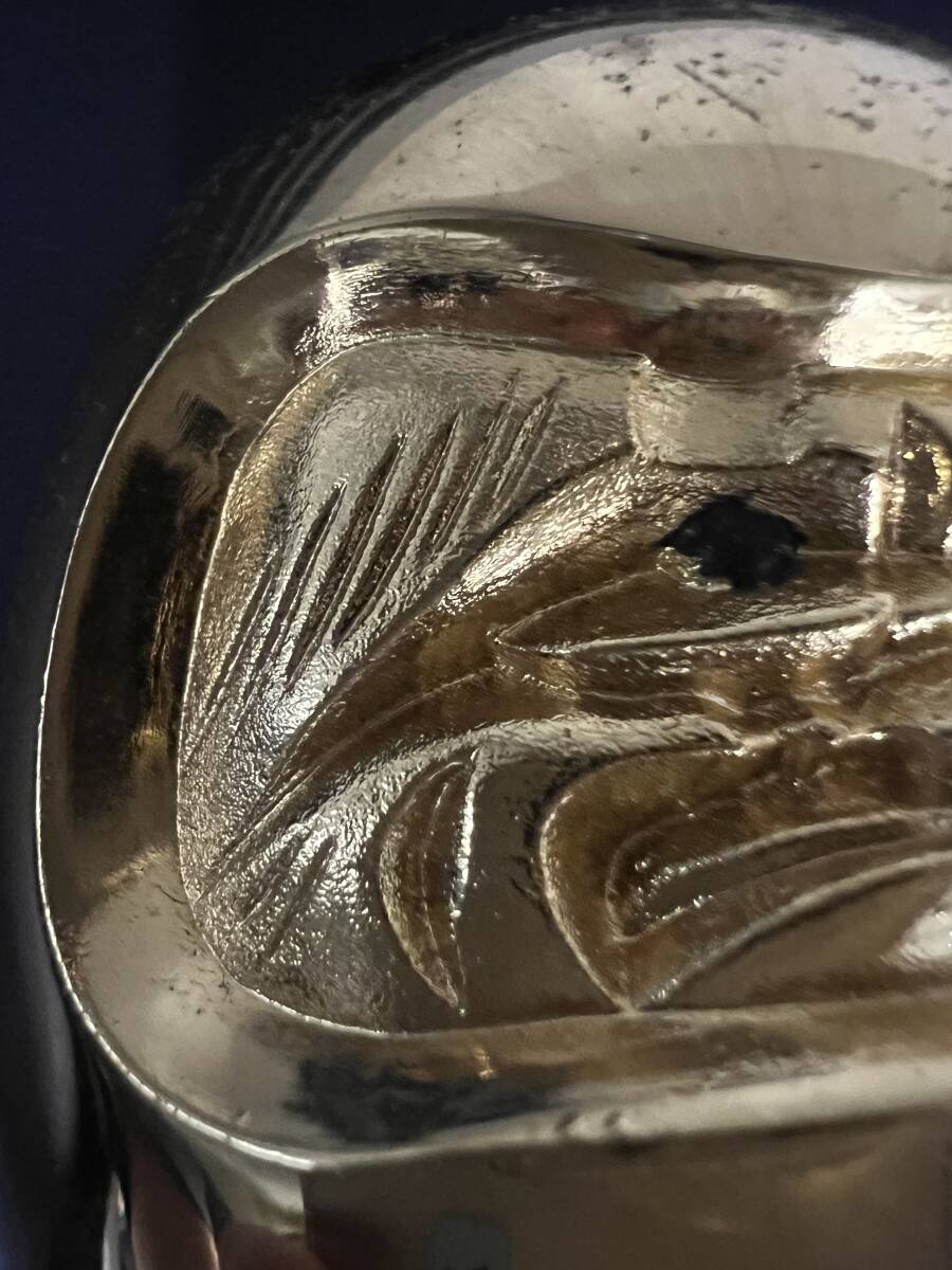 □5356 金メッキ だるま 24KGP 置物 飾り 重石 金色 縁起 開運 999ｇ 長期保管品 _画像2