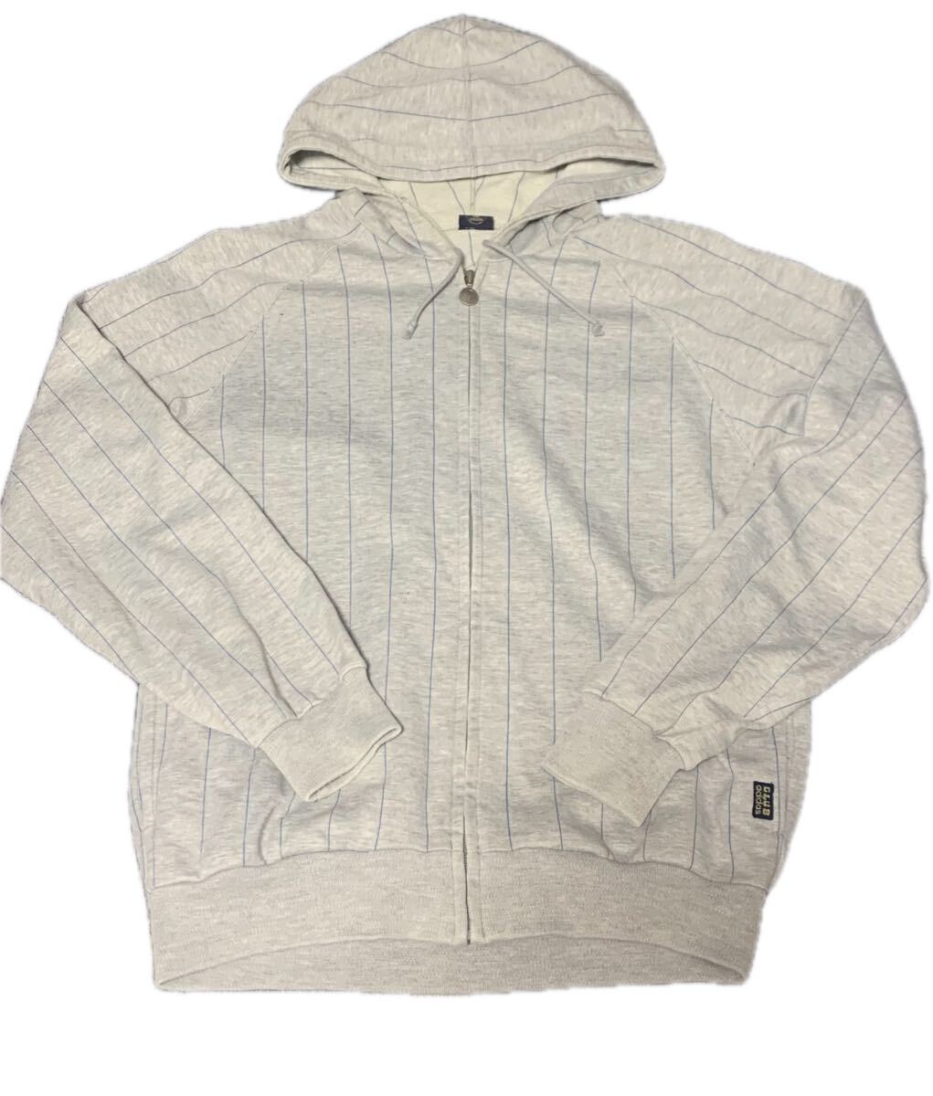 adidas デサント クラブ アディダス club パーカ フード ジップアップ トレフォイル ACB-381 70s 80s L グレー 灰色 ビンテージ_画像1