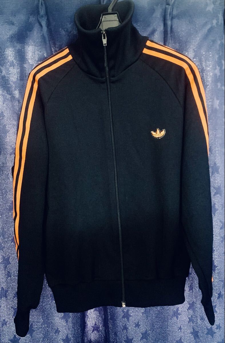 adidas アディダス ジャージ デサント ADS-4F トレフォイル ブラック オレンジ 黒 橙 70s 80s 3号 ビンテージ ヴィンテージ 昭和 レトロ_画像2