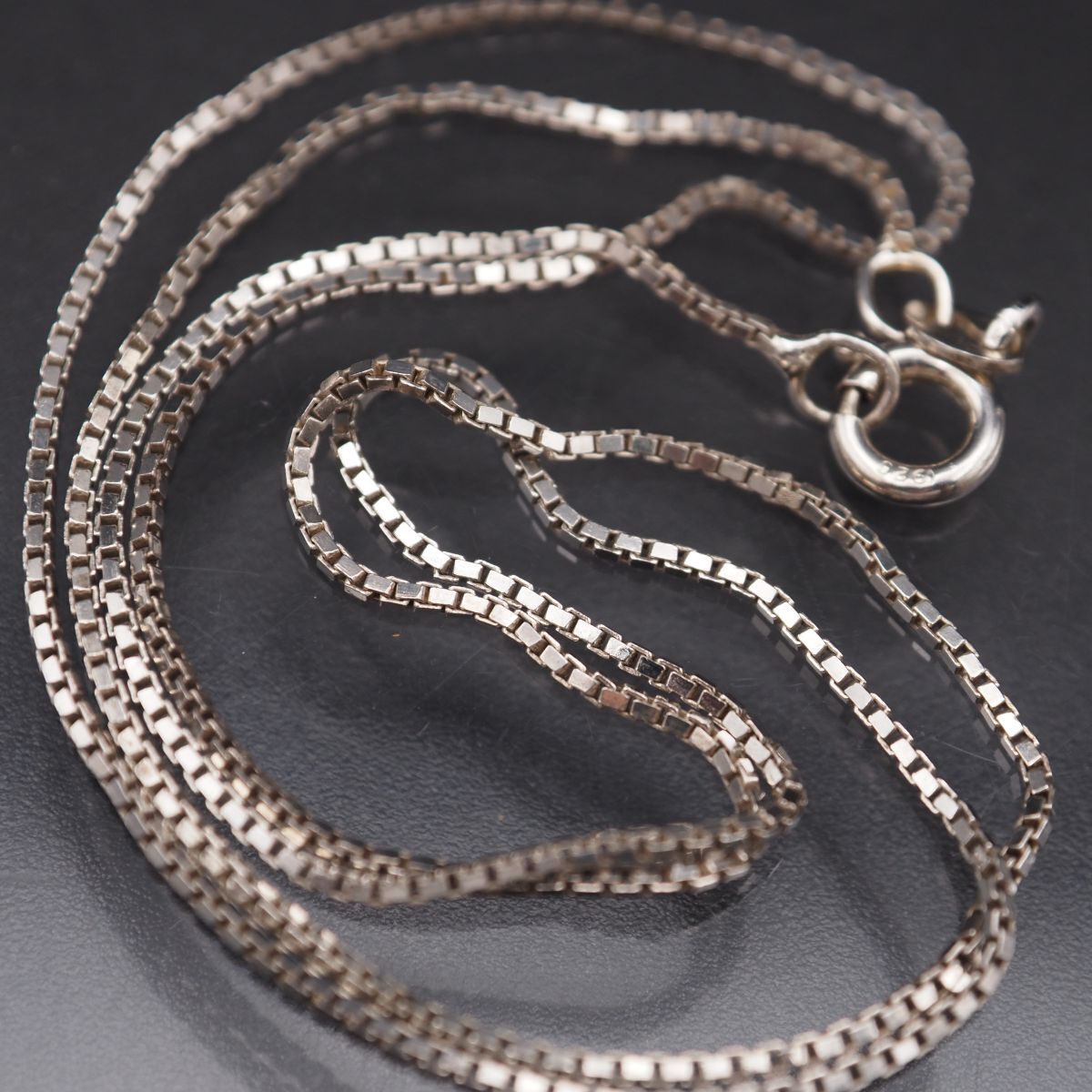 G445 ヴィンテージ S925 ITALY刻印 ネックレス ベネチアンチェーン デザイン シルバー_画像1