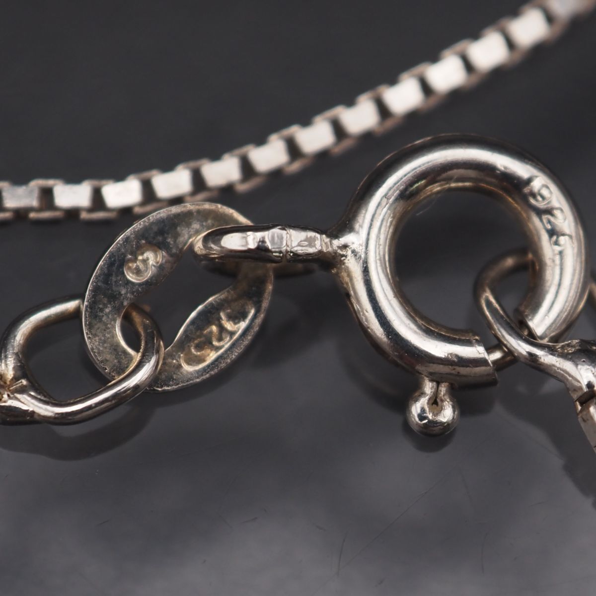G445 ヴィンテージ S925 ITALY刻印 ネックレス ベネチアンチェーン デザイン シルバー_画像8