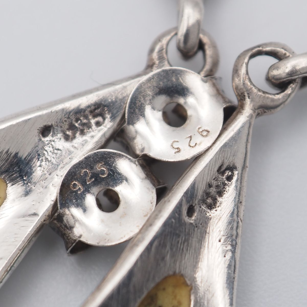 G836 ターコイズ トルコ石 925刻印 ピアス マーカサイト マルカジット デザイン シルバー ヴィンテージ 12月誕生石_画像9