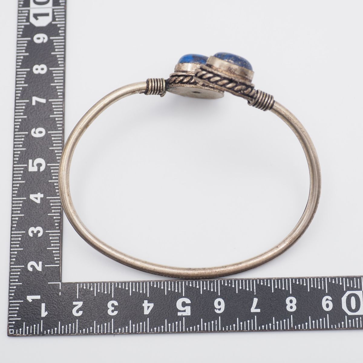 G880 ラピスラズリ バングル ゴールド デザイン シルバー 腕輪 ヴィンテージ 12月誕生石_画像10