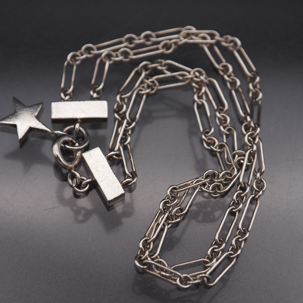 H157 ヴィンテージ STERLING SV刻印 ブレスレット 2連 チェーン デザイン シルバー_画像3