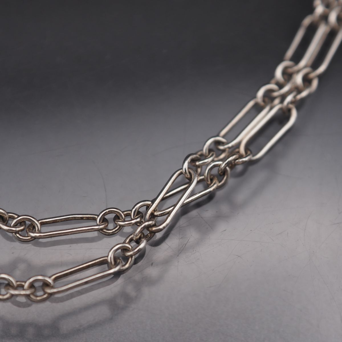 H157 ヴィンテージ STERLING SV刻印 ブレスレット 2連 チェーン デザイン シルバー_画像5