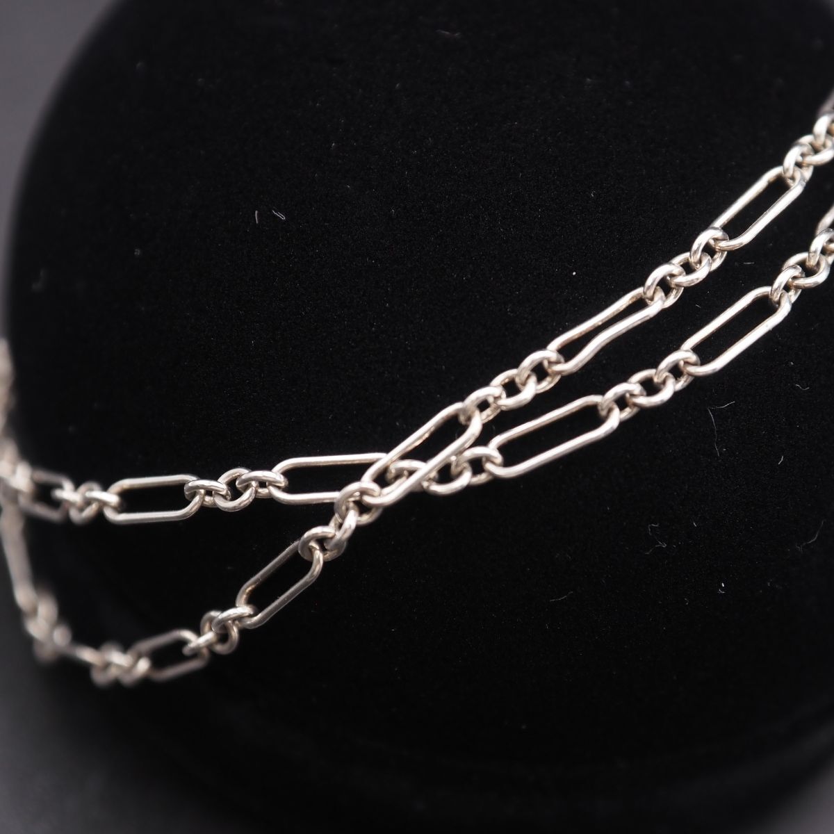 H157 ヴィンテージ STERLING SV刻印 ブレスレット 2連 チェーン デザイン シルバー_画像9