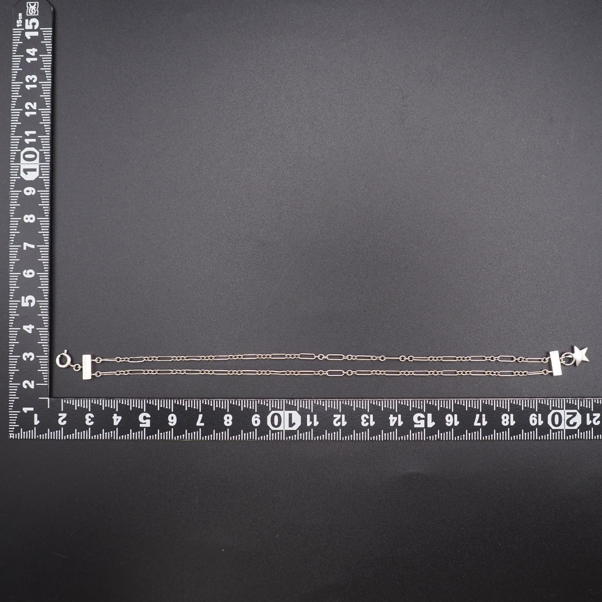 H157 ヴィンテージ STERLING SV刻印 ブレスレット 2連 チェーン デザイン シルバー_画像10