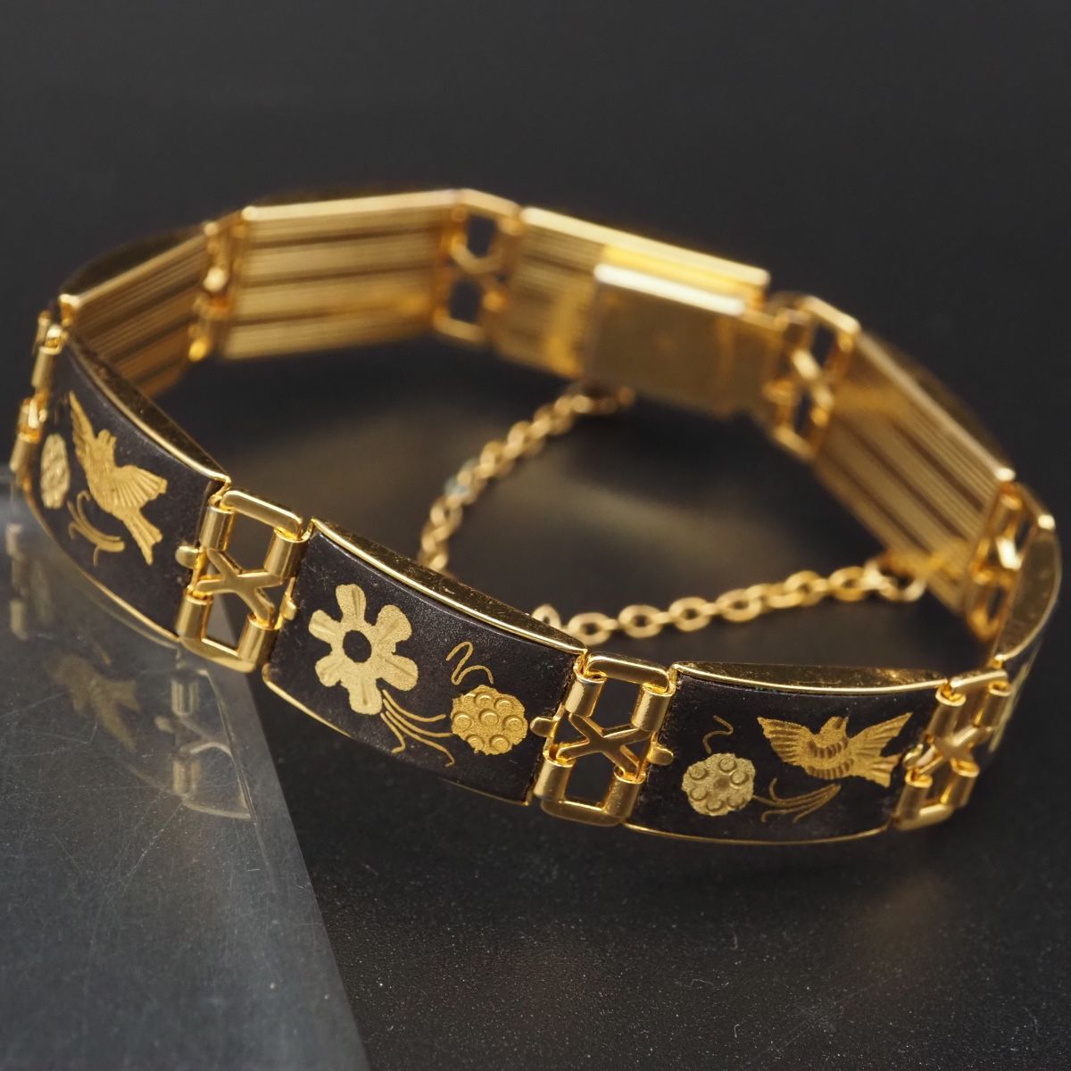 H004 金工 象嵌 ブレスレット ゴールド デザイン_画像2