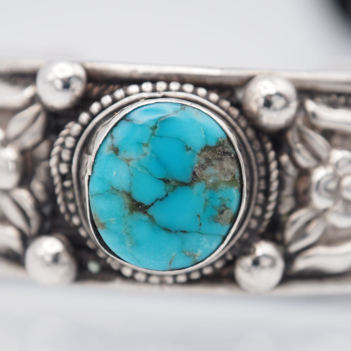 H498 ターコイズ トルコ石 バングル デザイン シルバー 腕輪 ヴィンテージ 12月誕生石_画像8