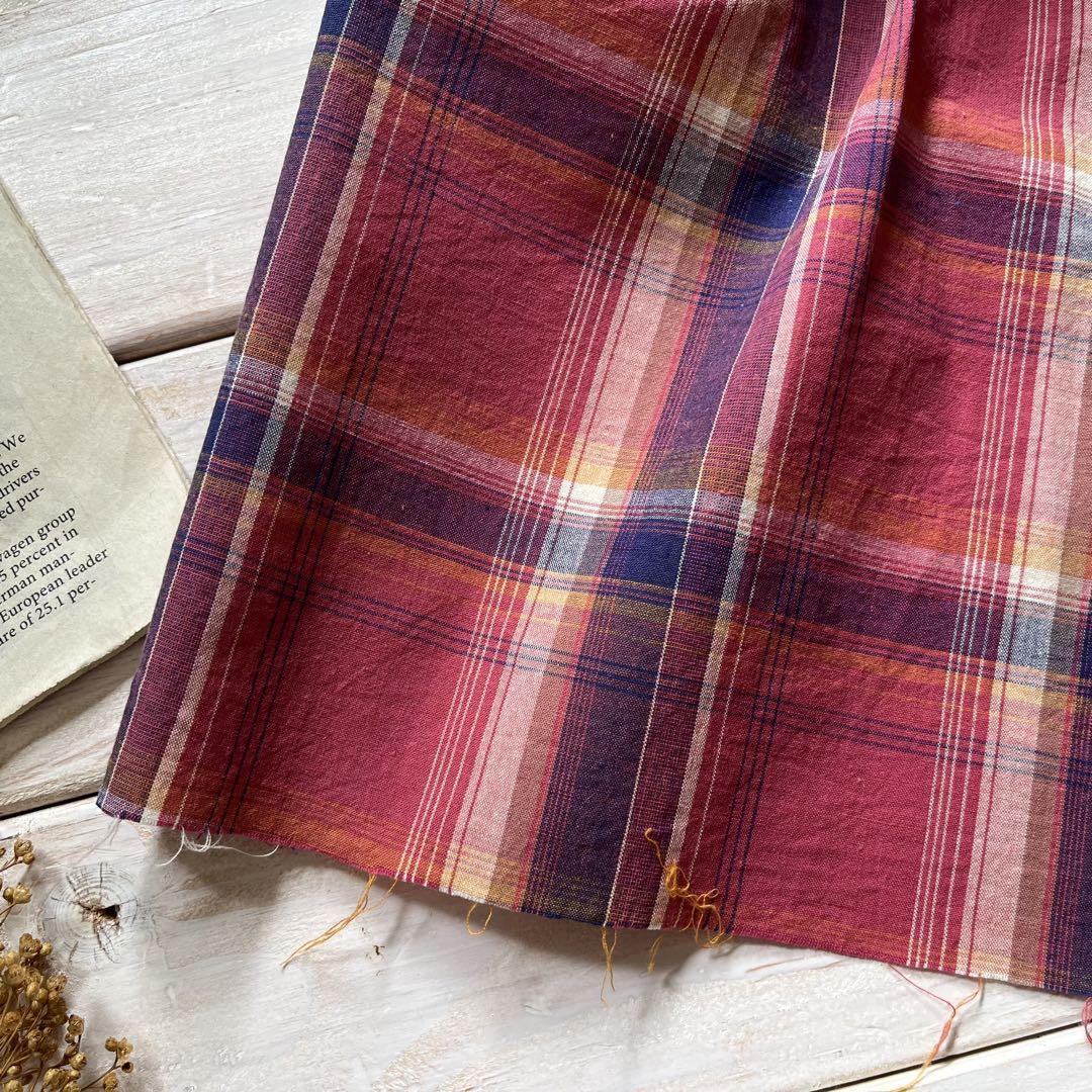 ■0.5m■延長可能■コットンチェック◇ターキーレッドXネイビー_画像1