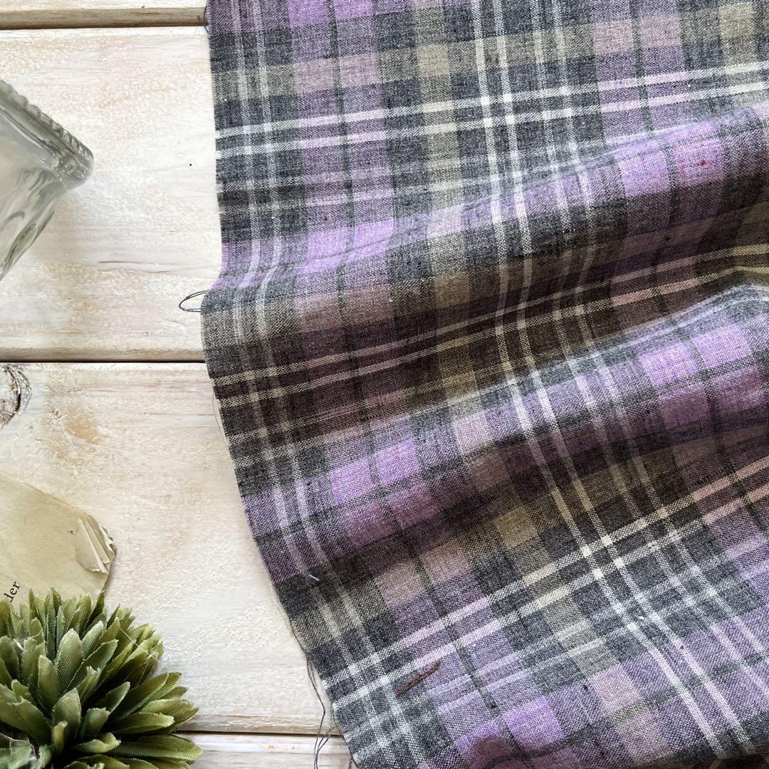 ■0.5ｍ■延長可能■オーガニック100％■オーガニックチェック　パープル_画像1