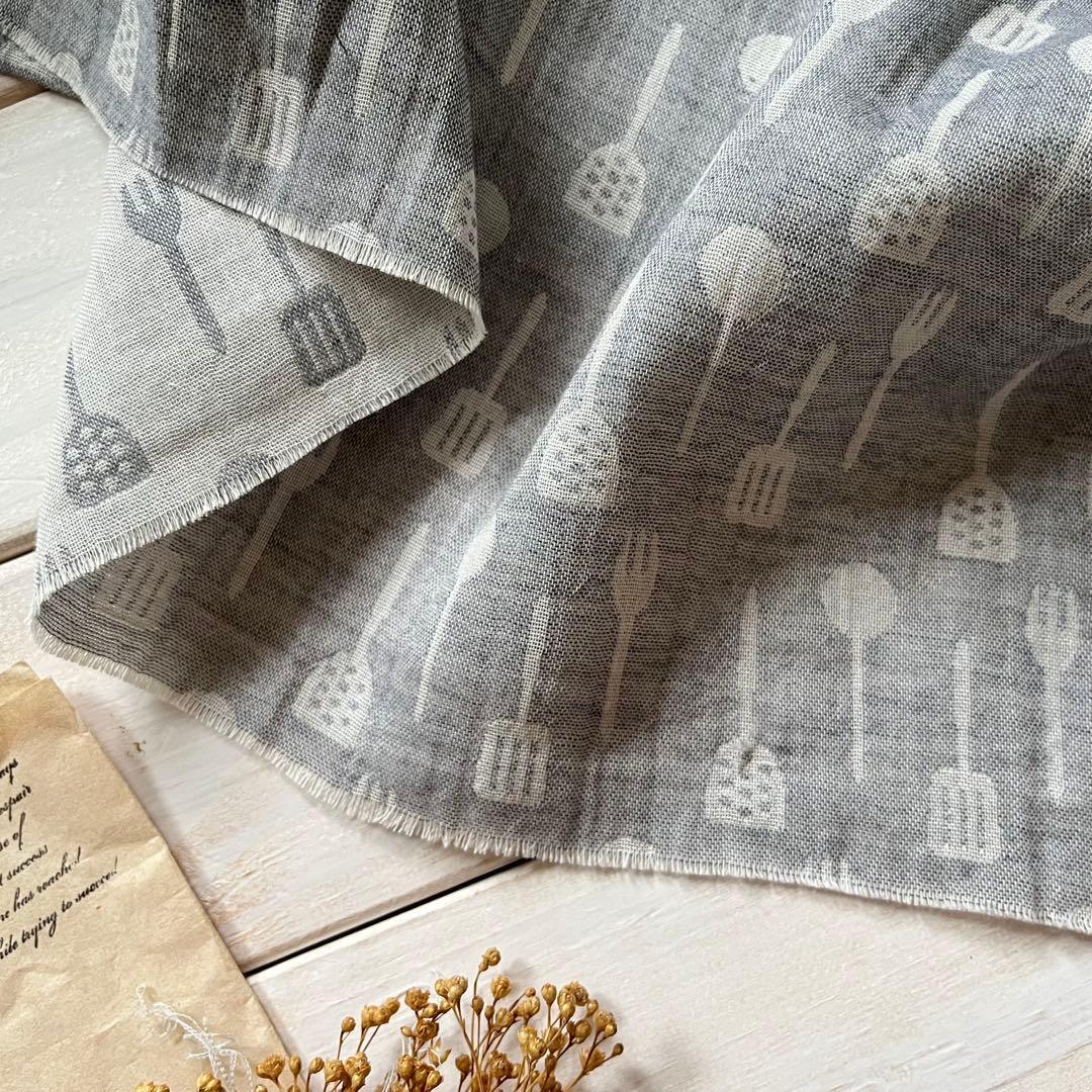 ■0.5ｍ■延長可能オーガニック100％ダブルガーゼキッチン◇ネイビーグレー_画像1